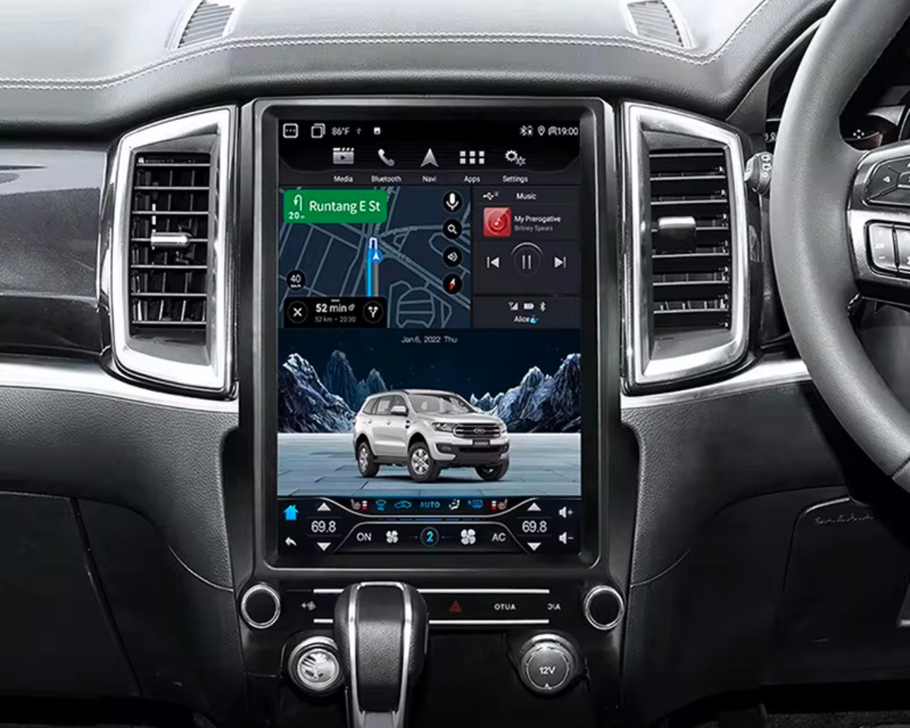 Ford Ranger PX MkII & MkIII (2015-2022) 12.1" Android Head Unit | Tesla-Style Display, Wireless Apple Carplay Android Auto Gps & Bluetooth