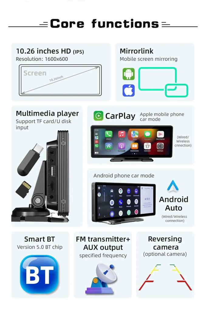 Portable wireless CarPlay 10.26 inch
